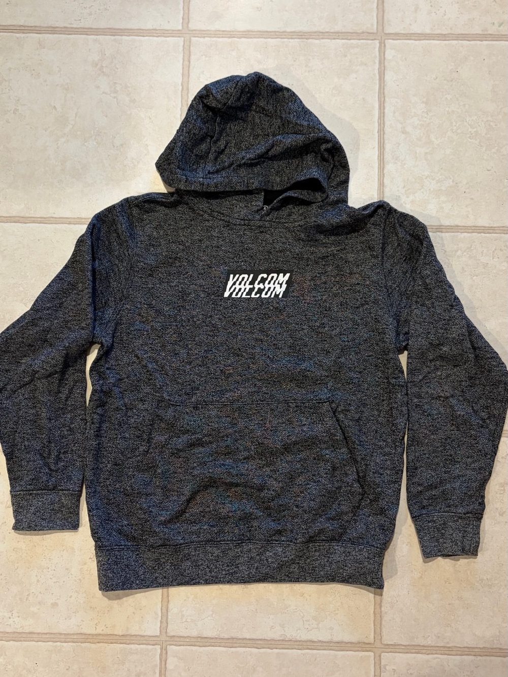 Volcom Heather Charcoal Youth Hooded Sweatshirt with White Logo